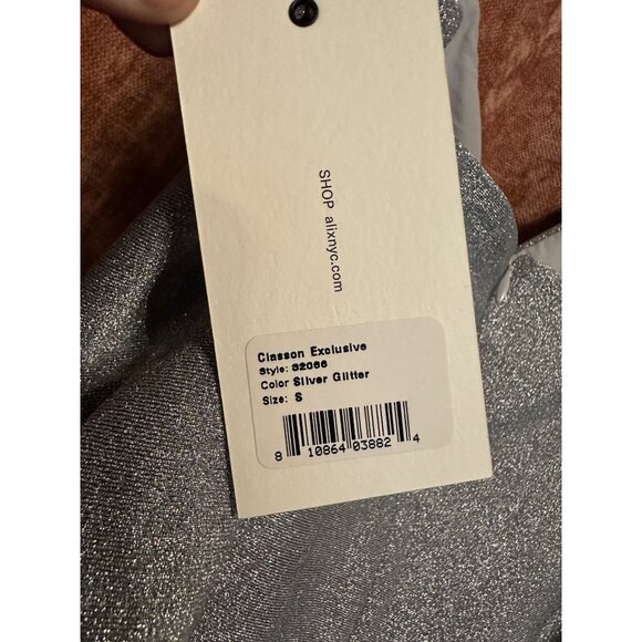 Alix Nyc Silver Glitter Bodysuit With Adjustable Straps Womens Small New $118 - Picture 10 of 11